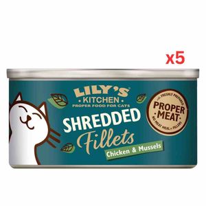 Lily'S Kitchen Shredded Fillets Chicken & Mussels In Broth Wet Cat Food (70G) (Pack Of 5)