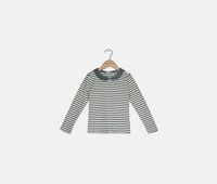 Baby Girls Long Stripe Sleeve Sweater  Ivory/Navy - thumbnail