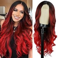 Ombre Red Wigs for Women Long Red Wig Ombre Red Wavy Wig Long Red Wavy Wig 26 Inch Heat Resistant Red Wigs for Daily Party Usee Lightinthebox