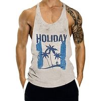 Men's Tank Top Vest 3D Print Graphic Patterned Tree Crew Neck Street Casual 3D Print Sleeveless Tops Fashion Breathable Comfortable Beach White / Summer / Summer miniinthebox - thumbnail