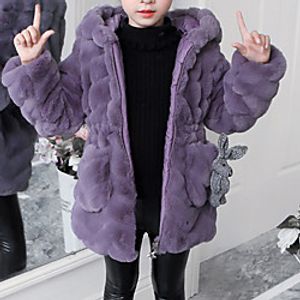 Kids Girls' Jacket  Coat Purple Blushing Pink Solid Colored Active miniinthebox