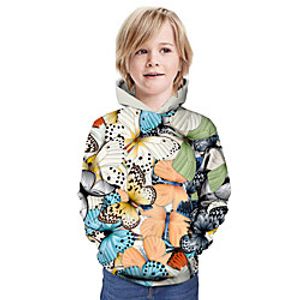 Kids Boys' Hoodie  Sweatshirt Long Sleeve Butterfly 3D Print Animal Print Beige Children Tops Summer Active Daily Wear Regular Fit 3-13 Years Lightinthebox