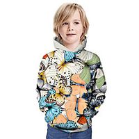 Kids Boys' Hoodie  Sweatshirt Long Sleeve Butterfly 3D Print Animal Print Beige Children Tops Summer Active Daily Wear Regular Fit 3-13 Years Lightinthebox - thumbnail