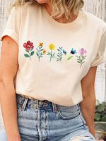 Short Sleeves Printed Round Neck T-shirt