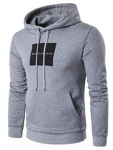 Kangaroo Pocket Color Block Letters Men Hoodie