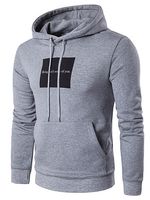 Kangaroo Pocket Color Block Letters Men Hoodie - thumbnail