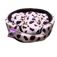Coco Kindi Brown Dotted Washable Round Cotton Bed For Dogs & Cats - Size 4