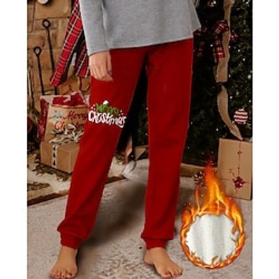 Women's Sweatpants Chinos Full Length Pocket Sweatpants Christmas Christmas Daily Wear Transparent Green claret S M Fall  Winter Lightinthebox