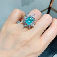 Ladies Luxury Vintage Paraiba 5A Zircon Wedding Anniversary Adjustable Ring