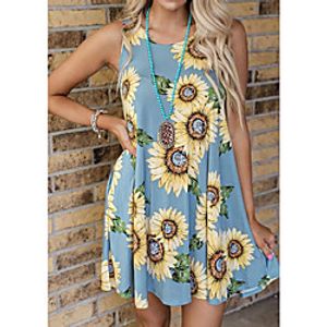Women's A Line Dress Short Mini Dress Light Blue Dark Purple Sleeveless Floral Spring Summer Casual 2021 S M L XL XXL Lightinthebox