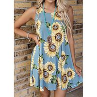 Women's A Line Dress Short Mini Dress Light Blue Dark Purple Sleeveless Floral Spring Summer Casual 2021 S M L XL XXL Lightinthebox - thumbnail