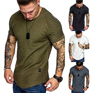 Men's T shirt Tee Solid Color Crew Neck Army Green Dark Gray White Black Casual Holiday Short Sleeve Clothing Apparel Cotton Sports Fashion Lightweight Big and Tall  Summer  Summer Lightinthebox