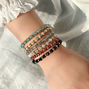 Women's Bead Bracelet Friendship Bracelet Bracelet Beaded Fashion Stylish Simple Luxury Basic Classic Austria Crystal Bracelet Jewelry Blue / khaki / Green For Gift Prom Date Birthday Festival miniinthebox