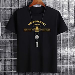 Men's Unisex Tee T shirt Hot Stamping Graphic Prints Bee Letter Plus Size Print Short Sleeve Casual Tops Cotton Basic Fashion Designer Big and Tall White Black Khaki Lightinthebox