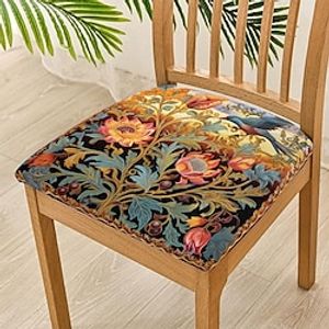 Floral Dining Chair Cover Stretch Chair Seat Slipcover Elastic Chair Protector For Dinning Party Hotel Wedding Soft Removable Washable 48x48cm19''x19'' Lightinthebox