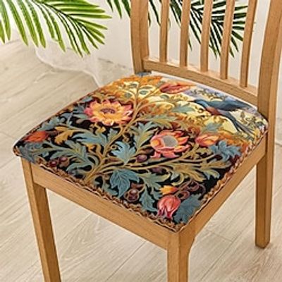 Floral Dining Chair Cover Stretch Chair Seat Slipcover Elastic Chair Protector For Dinning Party Hotel Wedding Soft Removable Washable 48x48cm19''x19'' Lightinthebox