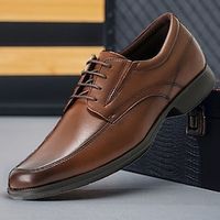 Men's Oxfords Derby Shoes Dress Shoes Walking Casual Daily PU Comfortable Booties / Ankle Boots Loafer Black Brown Spring Fall miniinthebox - thumbnail
