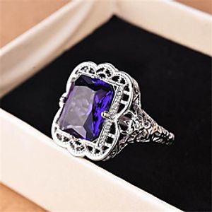 Ring Geometrical Purple Champagne Ocean Blue Zircon Copper Glass Precious Fashion 1pc 7 8 9  Women's  Promise Ring Lightinthebox