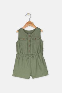 Toddler Girls Sleeveless Romper  Olive