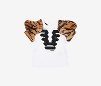 Toddlers Girls Printed Bubble Sleeve Top  White/Brown - thumbnail