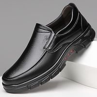 Men's Loafers  Slip-Ons Dress Loafers Plus Size Walking Business Casual Chinoiserie Daily Party  Evening Synthetic leather Slip Resistant Loafer Black Spring Fall Lightinthebox - thumbnail