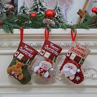 3D Small Plaid Christmas Stocking Bear Doll Christmas Tree Pendant for Christmas Holiday Party Fireplace Decoration Lightinthebox - thumbnail