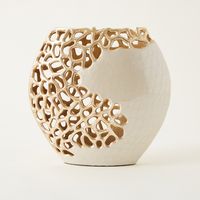 Coral Enamel Vase - 25x10x24 cms Coral Enamel Vase - 25x10x24 cms