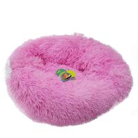 Grizzly Velor Round Plush Pink Dog Bed Small - 50 x 15cm