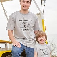 Dad and Son T shirt Tops Cotton Letter Daily Print White Gray Red Short Sleeve Basic Matching Outfits / Summer / Casual miniinthebox - thumbnail