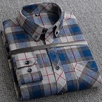 Men's Shirt Button Up Shirt Casual Shirt Plaid Shirt Overshirt Red Blue Brown Long Sleeve Plaid  Check Lapel Fall  Winter Outdoor Daily Wear Clothing Apparel Front Pocket Lightinthebox - thumbnail