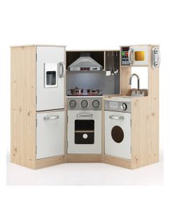 Cost Way Kids Corner Wooden Kitchen Playset with Cookware Accessories