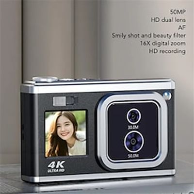 Digital Camera 4K HD Dual IPS Screen 50MP 30MP Dual Lens 16X Digital Zoom AF Built in Flash Small Camera for Teens Students Lightinthebox Digital Camera 4K HD Dual IPS Screen 50MP 30MP Dual Lens 16X Digital Zoom AF Built in Flash Small Camera for Teens Students Lightinthebox