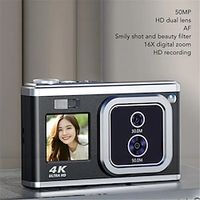 Digital Camera 4K HD Dual IPS Screen 50MP 30MP Dual Lens 16X Digital Zoom AF Built in Flash Small Camera for Teens Students Lightinthebox - thumbnail