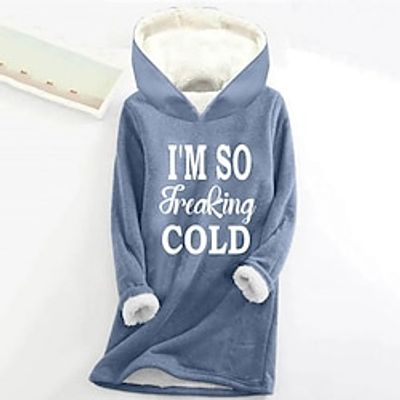 Women's Hoodie Sweatshirt Pullover Fleece Lined Letter Teddy Fuzzy Print Black Pink Dark Pink Casual Sports Hoodie Long Sleeve Top Micro-elastic Fall  Winter Lightinthebox