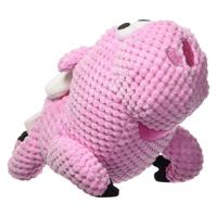 Godog Checkers Flying Pig Durable Plush Squeaker Dog Toy with Chew Guard Technology - Pink - Mini