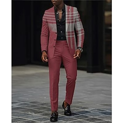 Black Blue Red Men's Plaid Checkered Wedding Suits 2 Piece Tailored Fit Single Breasted Three-buttons 2023 Lightinthebox Black Blue Red Men's Plaid Checkered Wedding Suits 2 Piece Tailored Fit Single Breasted Three-buttons 2023 Lightinthebox