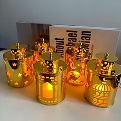 New Eid al-Adha Led Light Moon Star Castle Night Light Creative Portable Lantern Cylindrical Wind Lamp Muslim Eid Mubarak Holiday Decoration Lightinthebox