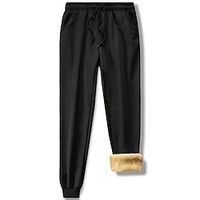 Men's Sherpa Fleece Pants Sweatpants Winter Pants Pocket Plain Comfort Breathable Outdoor Daily Going out Fashion Casual Black Lightinthebox - thumbnail
