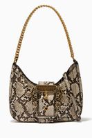 Snakeskin-effect Hobo Bag in PU Leather - thumbnail