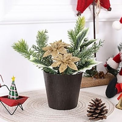 Simulated Flower, Fortune, Fruit, Chrysanthemum, Leaf, Grass, And Pine Potted Plants Suitable For Christmas Home, Restaurant, Outdoor Activities, Landscaping, Office Decoration miniinthebox