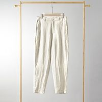 Men's Linen Pants Trousers Capri shorts Pocket Plain Comfort Breathable Ankle-Length Casual Daily Holiday 100% Linen French Linen Fashion Classic Style Black White Lightinthebox - thumbnail