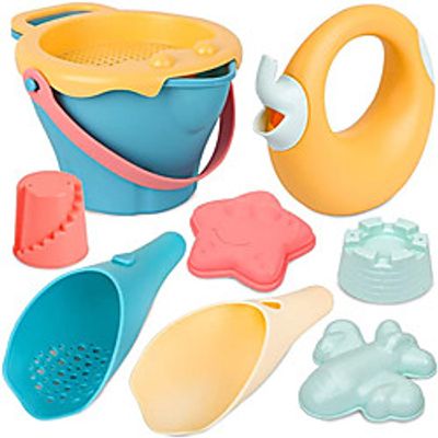 8pcs Sand Molds Watering Can and Bucket Beach Outdoor Games Sandbox Toys Lightinthebox