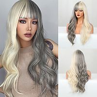 Synthetic Wig Natural Wave With Bangs Wig 26 inch Ombre Color Synthetic Hair Women's Cosplay Fashion Fluffy Mixed Color Lightinthebox - thumbnail