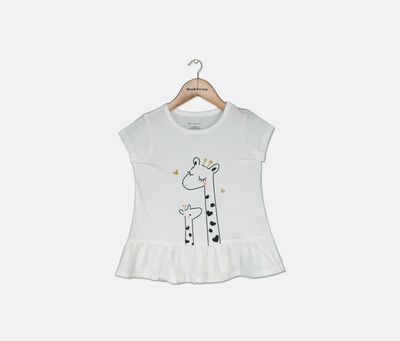 Toddler Girls Giraffe Peplum T-Shirt Angel White Toddler Girls Giraffe Peplum T-Shirt Angel White