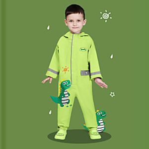 Kids Boys' Puddle Suit Raincoat Long Sleeve Green Dinosaur Animal Pocket Reflective Strip Waterproof Street Vacation Active Cool 3-6 Years Lightinthebox