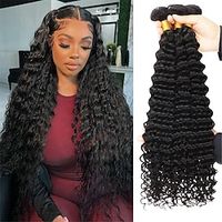 Deep Wave Bundles Human Hair 16 18 20 Inch Wet and Wavy Human Hair Bundles 12A 100% Unprocessed Brazilian Virgin Hair Deep Curly Weave 3 Bundles Human Hair Weft Extensions Natural Color Lightinthebox - thumbnail