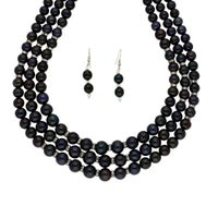 Sri Jagdamba Pearls 4 Line Black Pearl Set - JPAPR-19-128