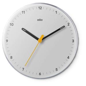 Braun Wall Clock Bc26W, Silent Sweeping Quartz Movement, Easy To Read Dial, Luminous, 23 Cm Clock Diameter, 2 Year Guarantee, White