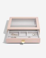 Stackers Classic Ring & Bracelet Drawer with Glass Lid Blush Pink 18 x 25 x 5.6 cm