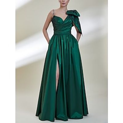 A-Line Prom Dresses Elegant Dress Formal Floor Length Sleeveless Spaghetti Strap Satin with Bow(s) Pleats Slit 2023 Lightinthebox A-Line Prom Dresses Elegant Dress Formal Floor Length Sleeveless Spaghetti Strap Satin with Bow(s) Pleats Slit 2023 Lightinthebox